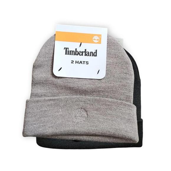 2 Pair Tan/Black Beanies Men's O/S